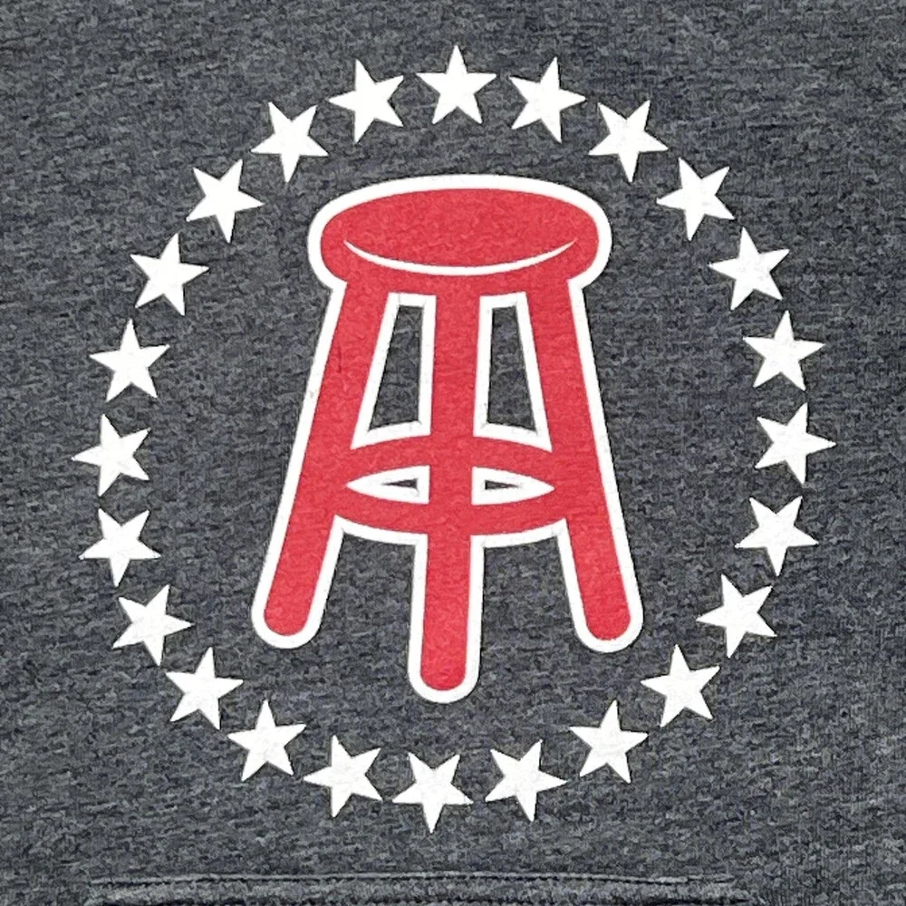 Barstool Sports Hoodie Mens Medium Gray J America Stool Stars Logo Fleece Pullov